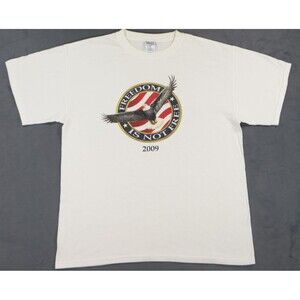 Vintage 2009 Freedom Is Not Free Bald Eagle T Shirt Large White Patriotic USA
